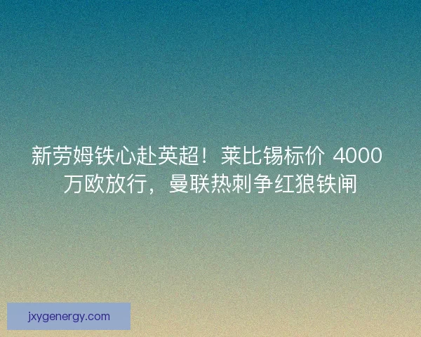 新劳姆铁心赴英超！莱比锡标价 4000 万欧放行，曼联热刺争红狼铁闸