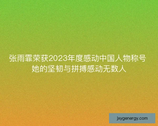 张雨霏荣获2023年度感动中国人物称号 她的坚韧与拼搏感动无数人