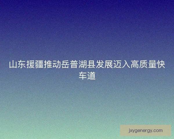 山东援疆推动岳普湖县发展迈入高质量快车道 山东援疆推动岳普湖县发展迈入高质量快车道