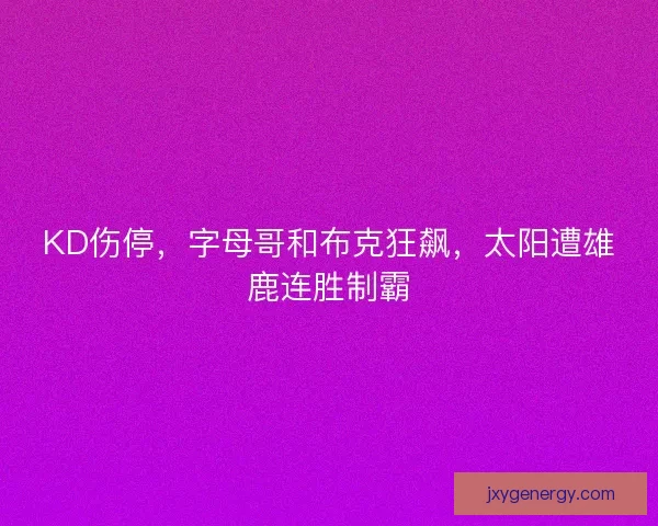 KD伤停，字母哥和布克狂飙，太阳遭雄鹿连胜制霸
